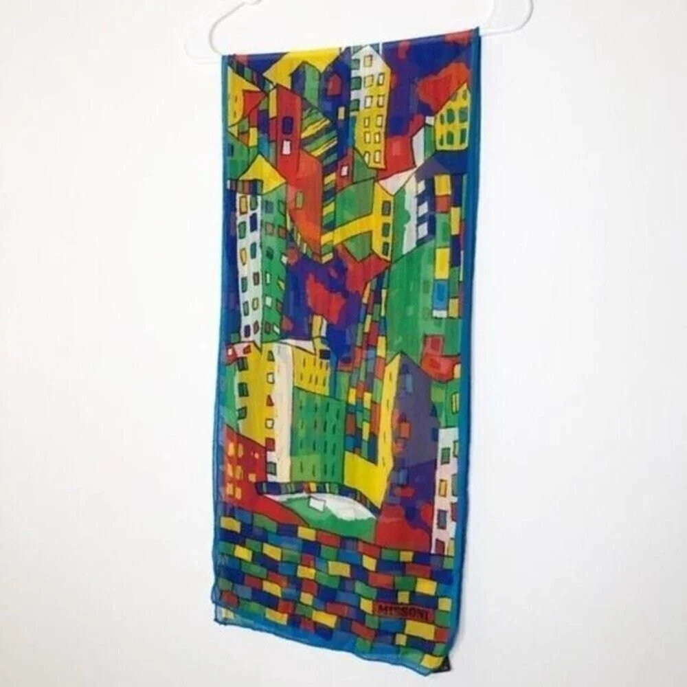 MISSONI Silk Colorful City Scarf